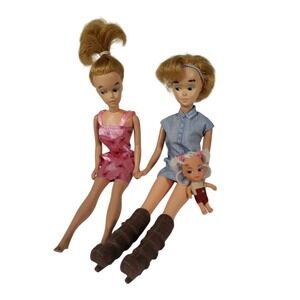 Vintage Tammy Dolls Lot 2 Ideal Corp. 1965 with‎ Accessories